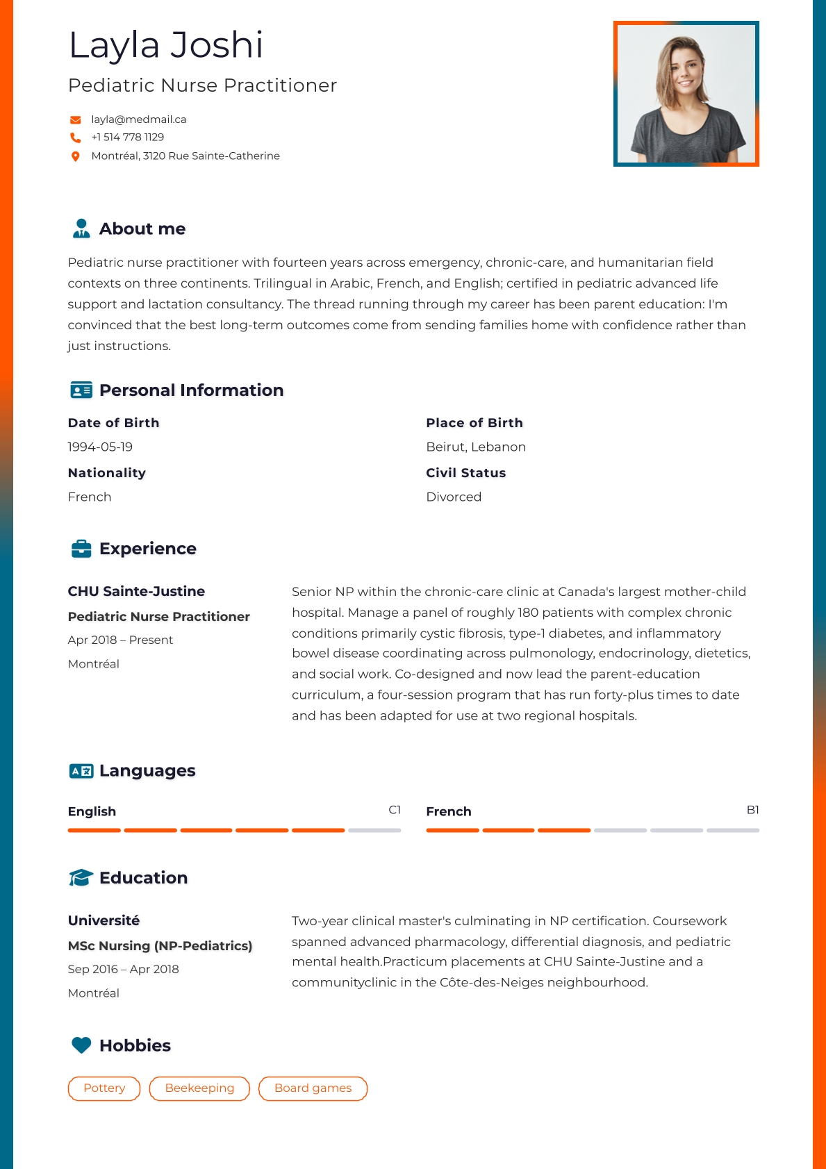 Funky CV template preview