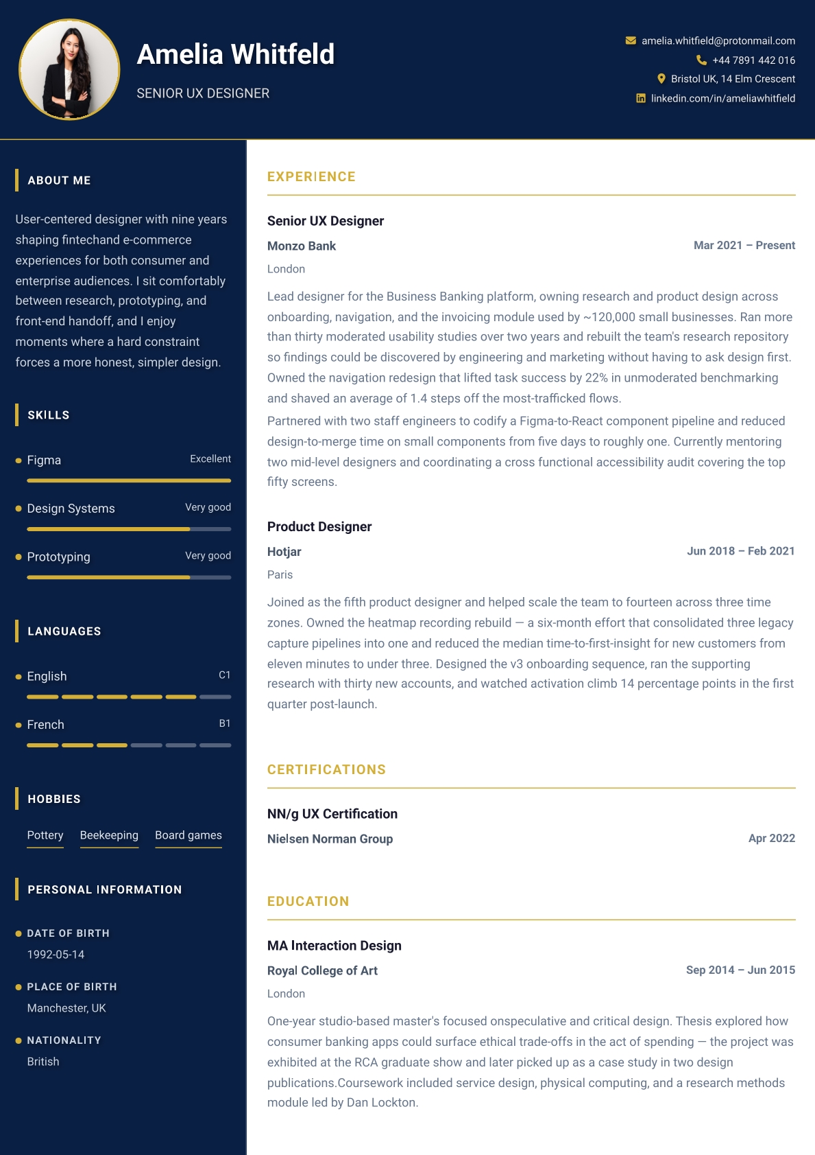 Modern CV template preview