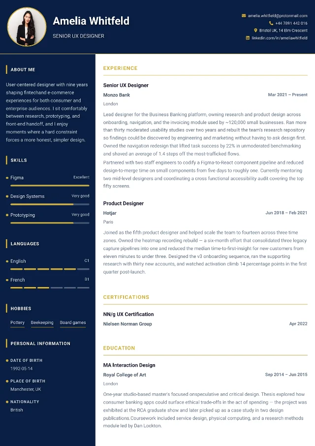 Modern CV template preview